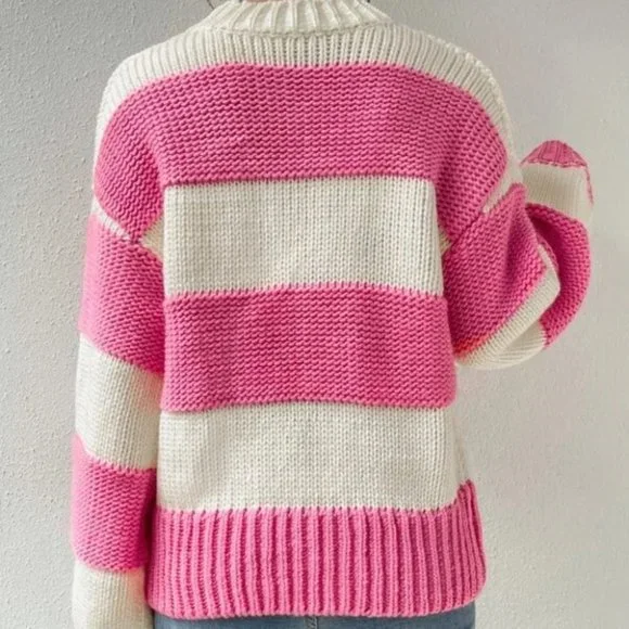 Striped colorblock sweater top Pink/cream - Picture 5 of 6
